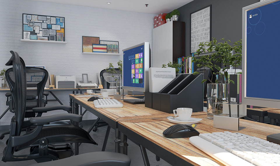 青岛某外贸公司办公室室内设计一层改二层充分利用空间(工业风)