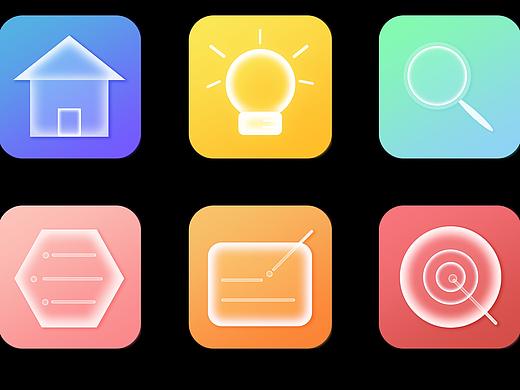 扁平化玻璃质感半透明渐变图标