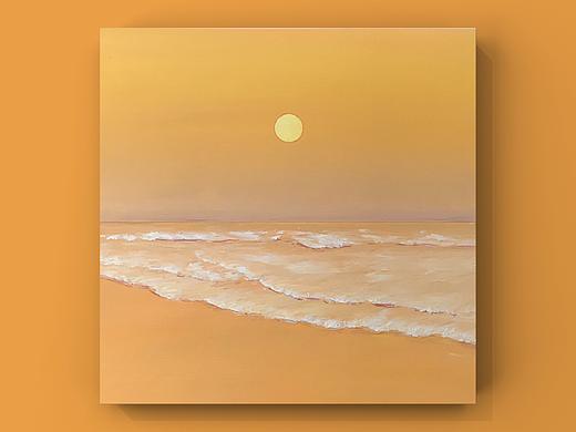 油画棒《海边落日》系列作品