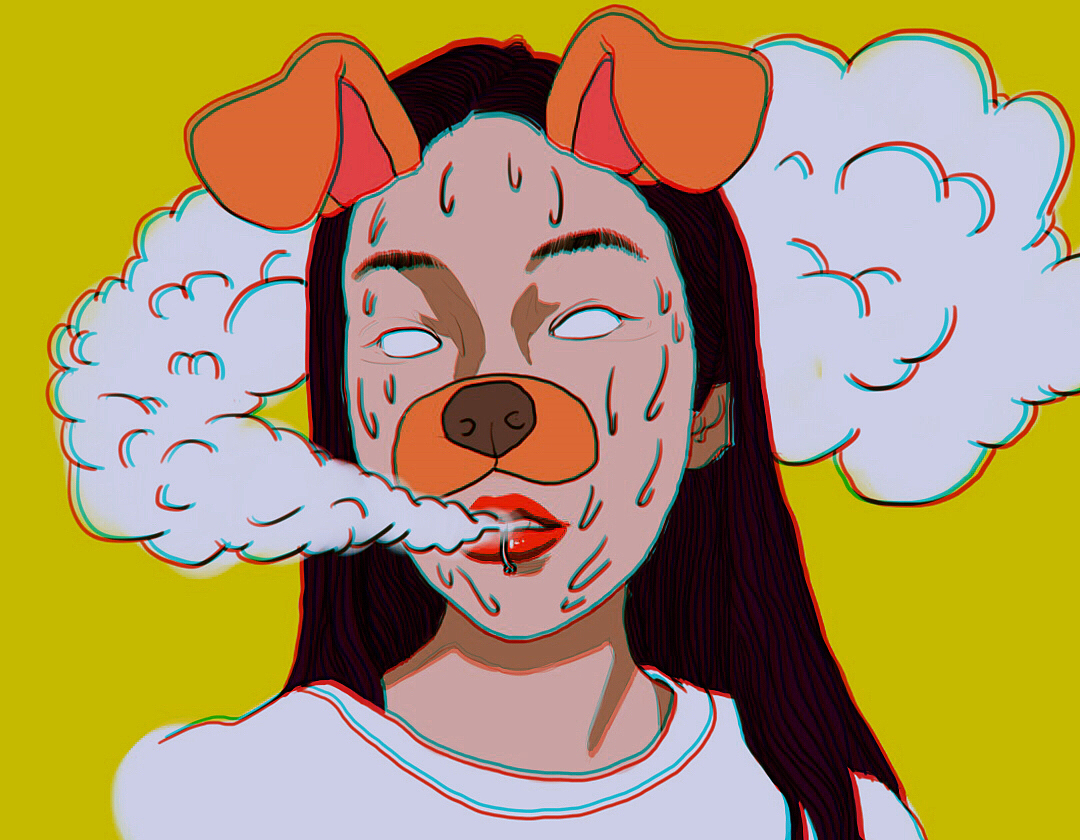 吐烟雾的女孩 灵感来源于自拍