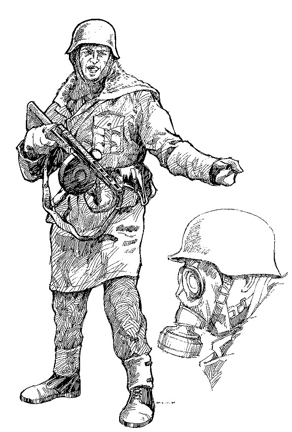 二战士兵素描图片