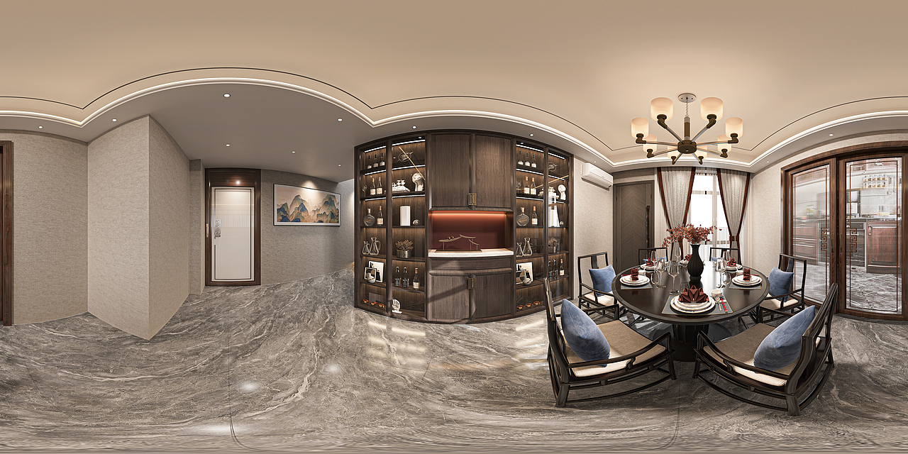 新中式客餐厅 效果图表现