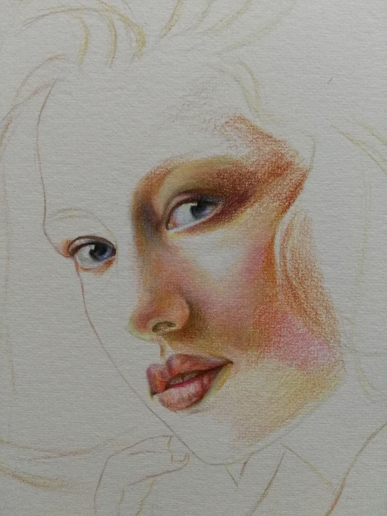 写实彩铅作品《融》