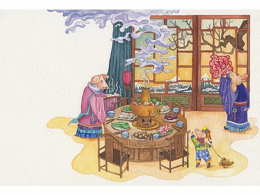 2019猪年12个月份明信片插图