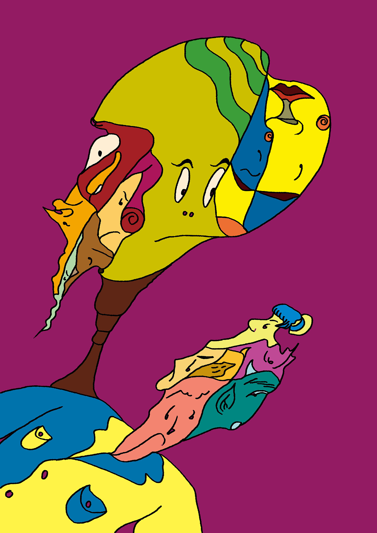 推 荐贴纸|插画|构成|乌云乌云快走开小怪兽贴纸|构成感插画解析|你