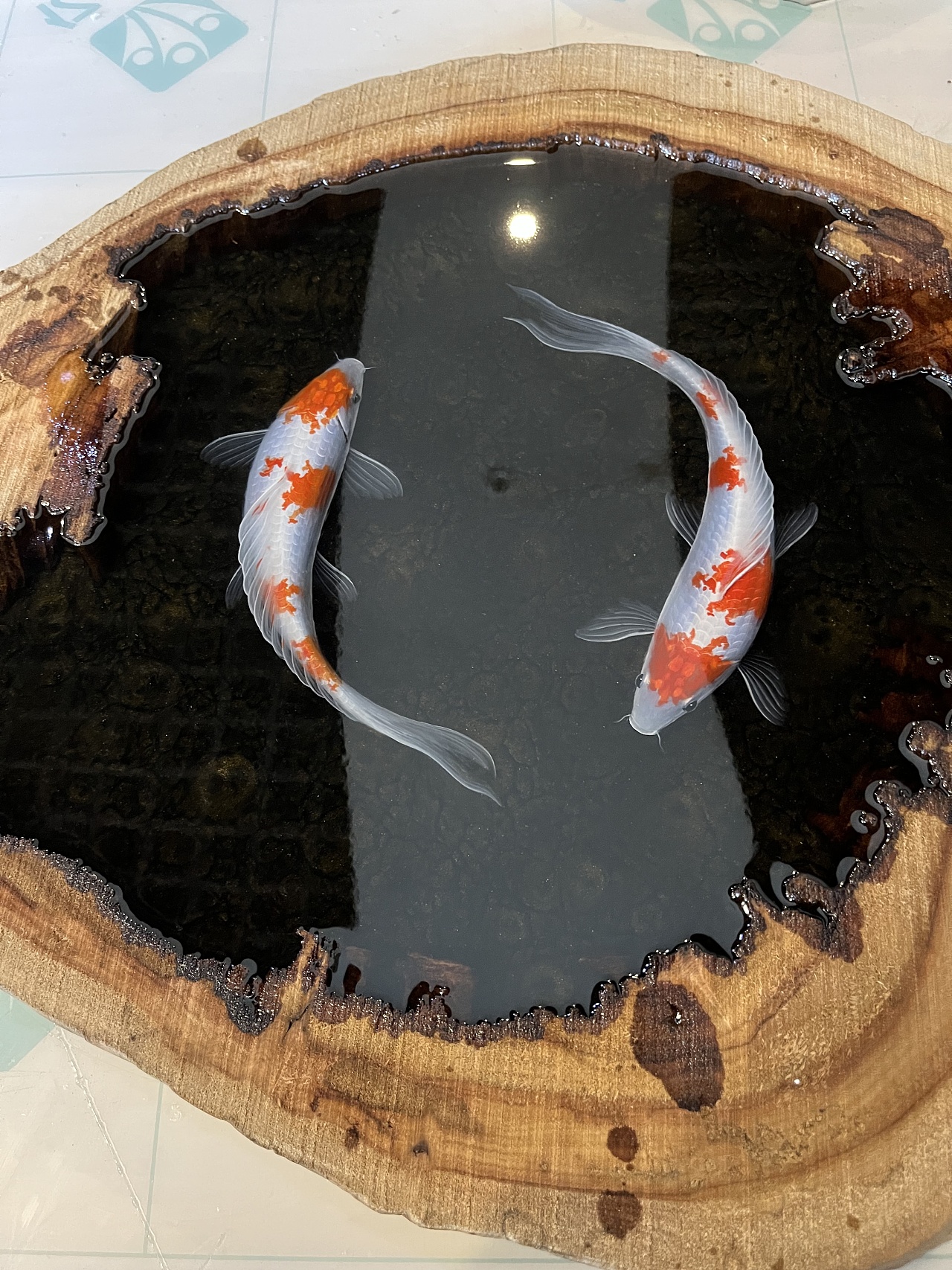 树脂画工艺品(锦鲤跃然)|手工艺|其他手工艺|哩哩啦啦榴莲 - 原创作品