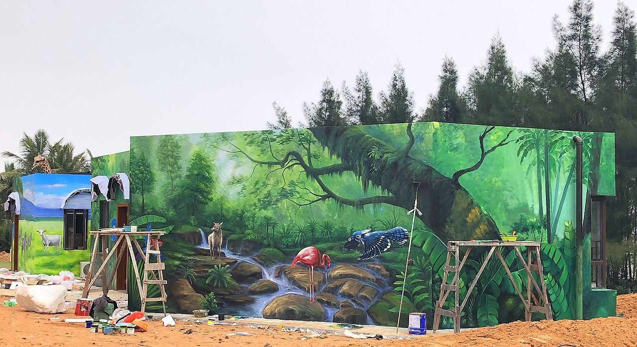 地产样品房墙体彩绘（图ZMjU2NjAyODY4） - 商业插画 - 站酷设计师堇墨墙绘原创素材 - 站酷ZCOOL