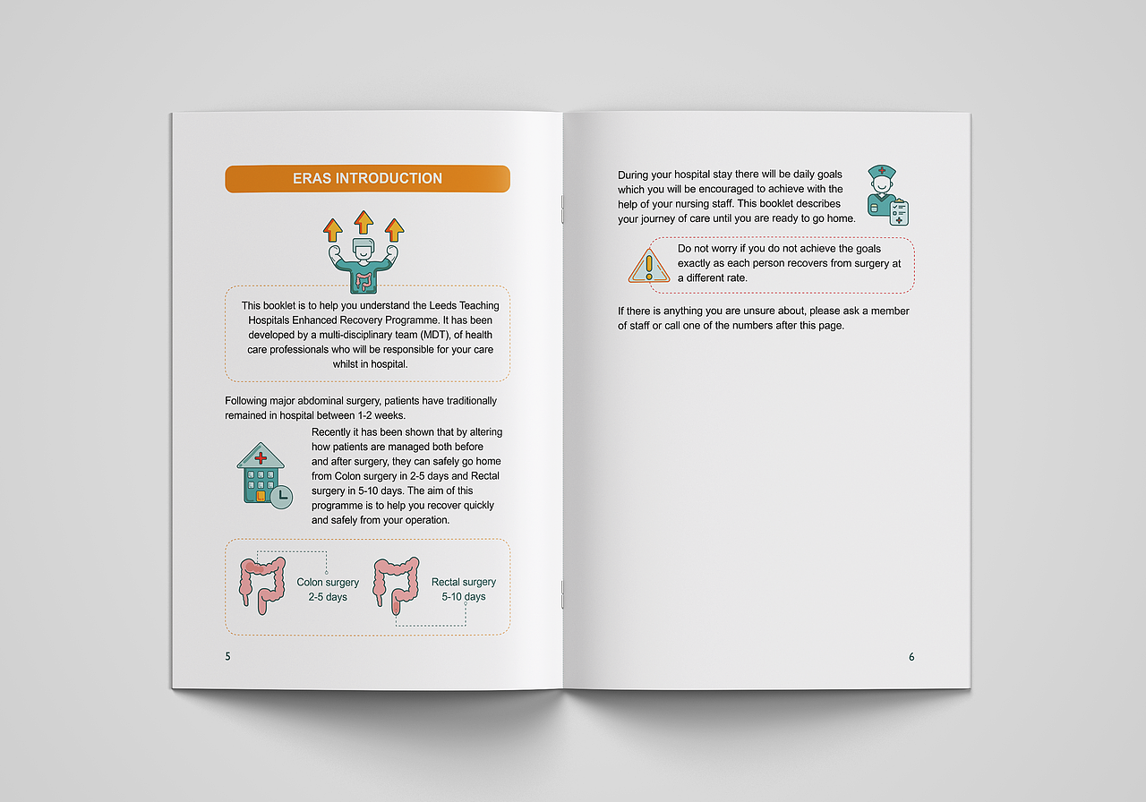 《利兹医院肠癌手术恢复手册》小册子设计 第三版