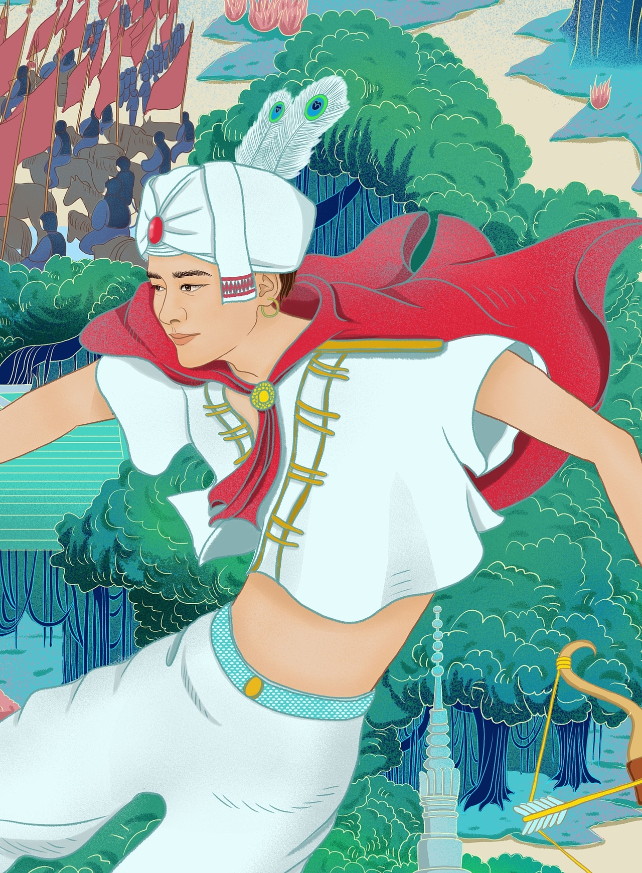 孔雀公主与傣族王子（图ZMjQ4OTAyNjY4） - 商业插画 - 站酷设计师画病充饥原创素材 - 站酷ZCOOL