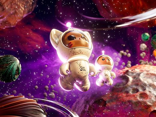 猫咪的太空旅行-IP设计(C4D)