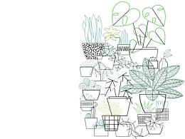 綠色植物線稿