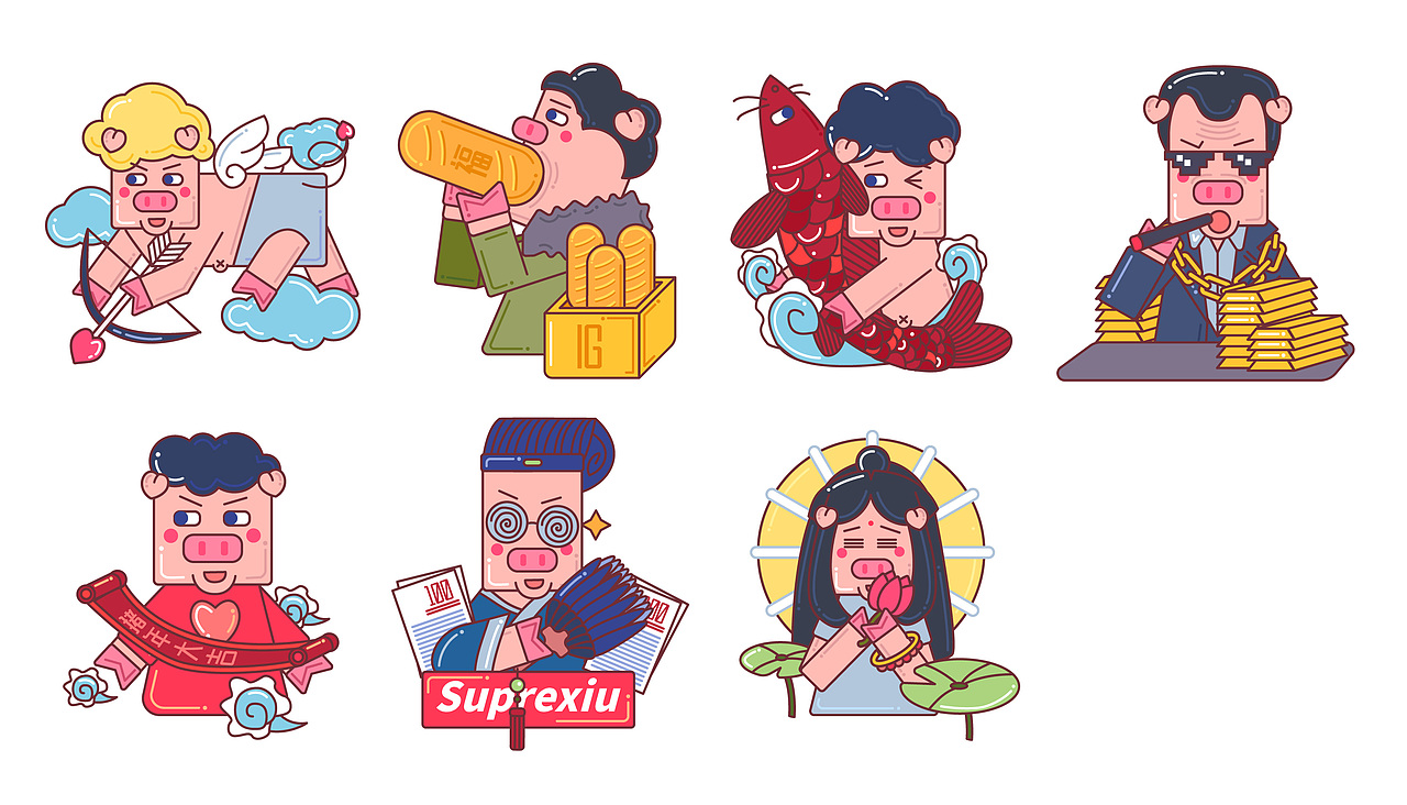 2019沪江新年social插画（图ZMTQ3MTExODcy） - 海报 - 站酷设计师陈emo原创素材 - 站酷ZCOOL