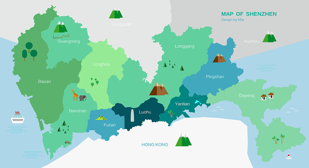 深圳地图 ai插画