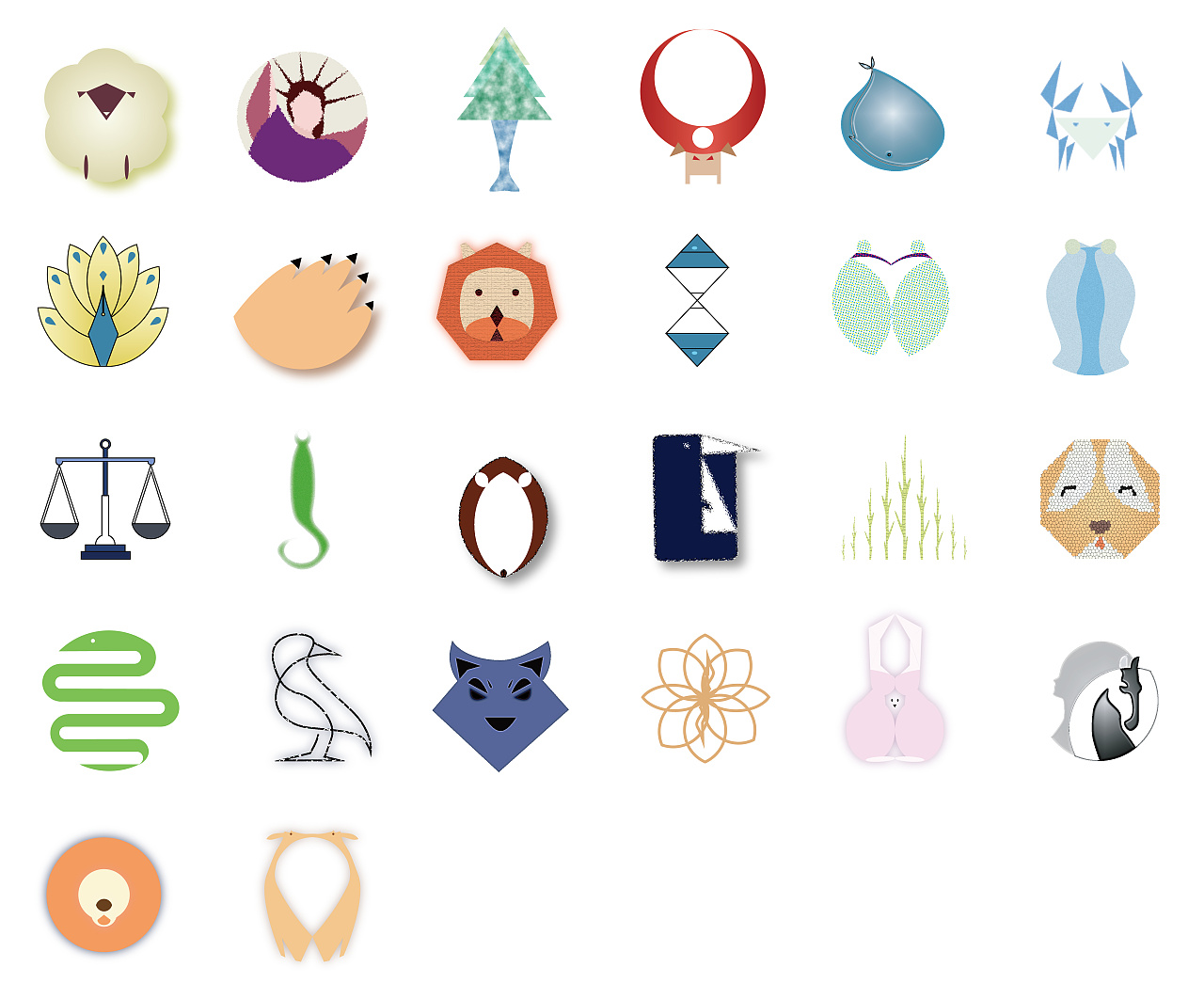 十六个星座为出发点,为每一个星座的特点加以突出,设计了这一系列图形