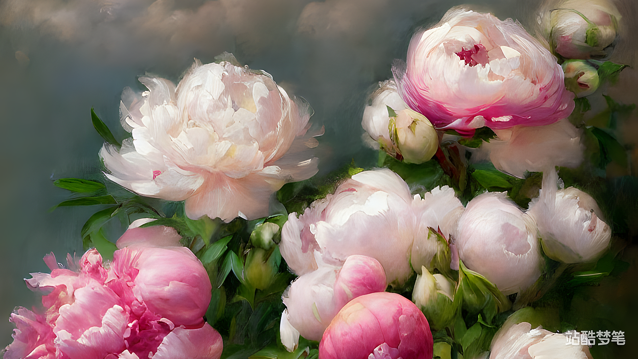 #站酷梦笔#花朵 ，牡丹，梦幻，详细的，油画,插画（图ZMzI1NzA3OTg4） - AI作品 - 站酷设计师一歩一步又一步原创素材 - 站酷ZCOOL