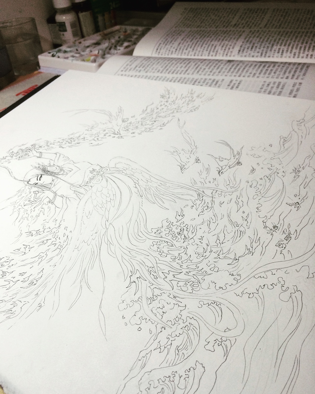 神话•精卫填海（图ZNjk1MzE3Njg=） - 艺术插画 - 站酷设计师微蓝海原创素材 - 站酷ZCOOL