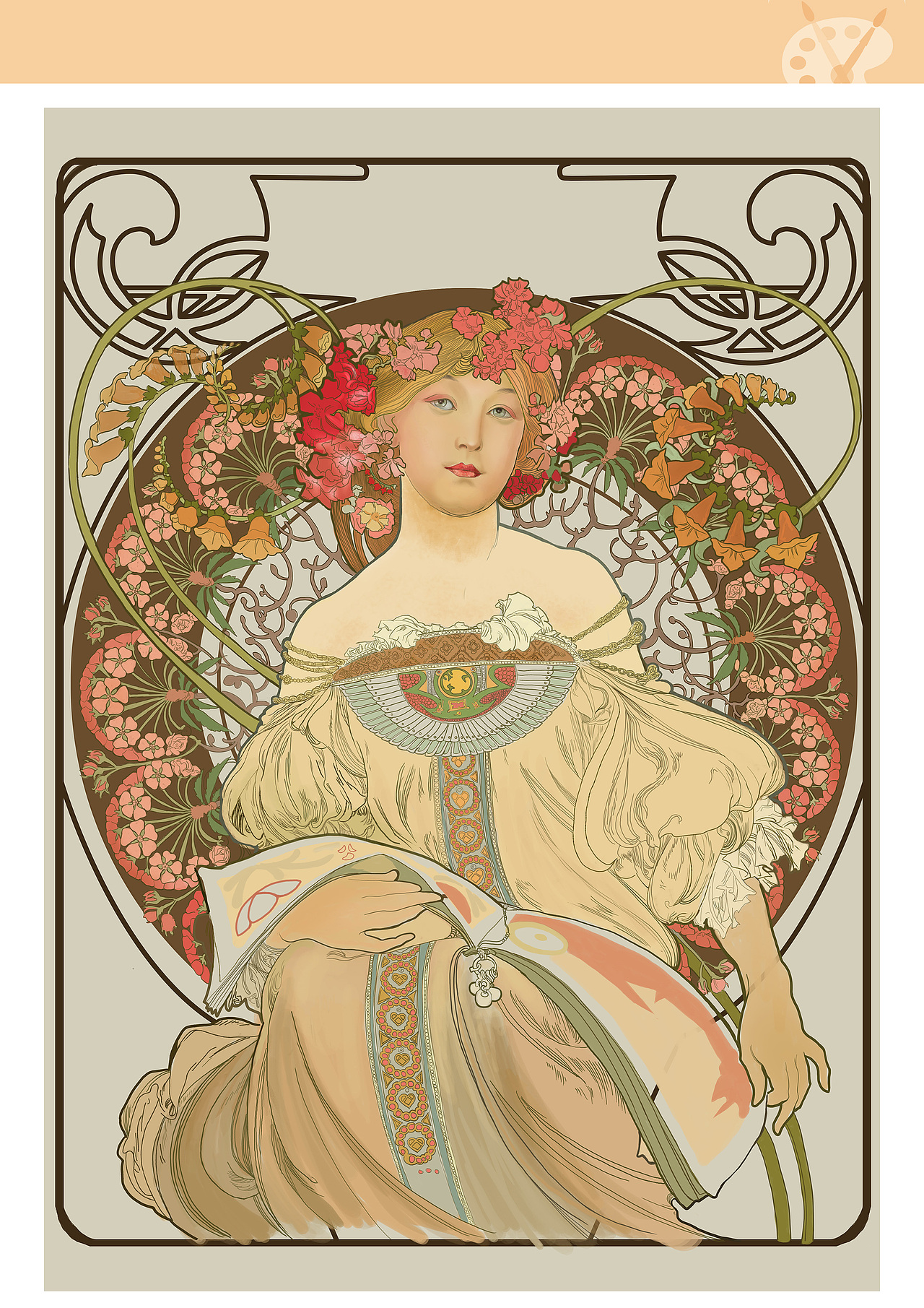 对之前的线稿进行上色,还是不够精巧,没做出水彩的质感,继续努力吧