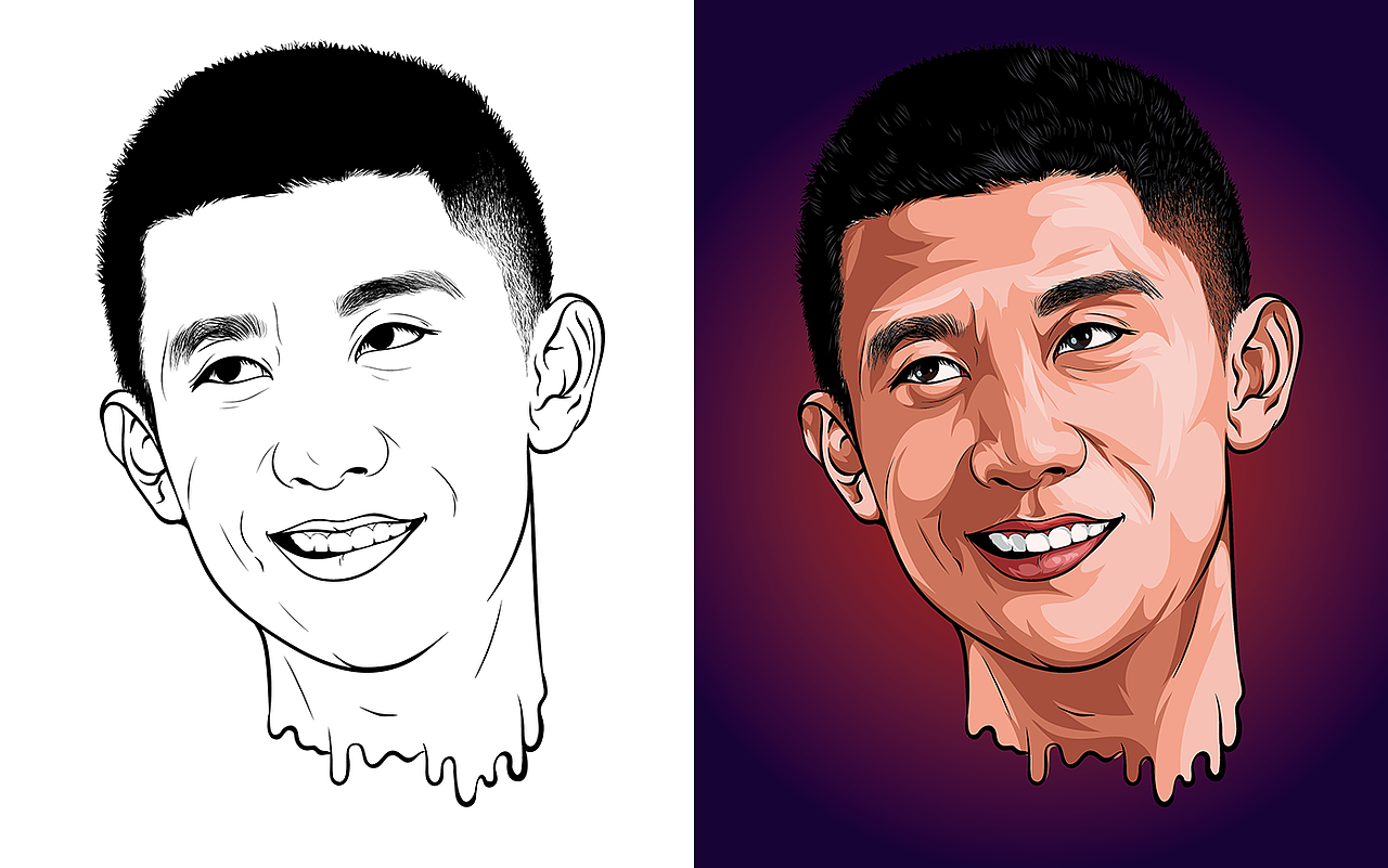 手绘AI矢量插画头像,近期练习作品,请多赐教!