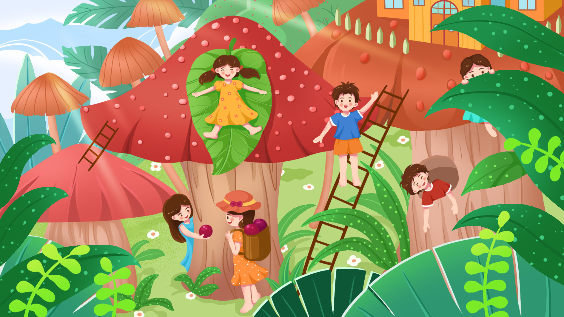 小人国卡通可爱插画