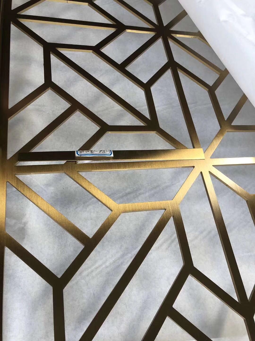 别墅、餐厅定制款屏风隔断 不锈钢激光玫瑰金拉丝屏风