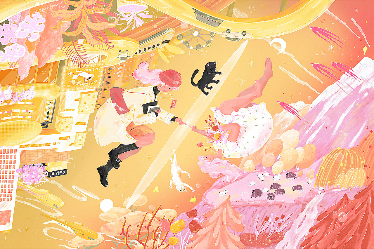 插画「一 / One」获猫空书店11届插画大赛宇宙行者奖