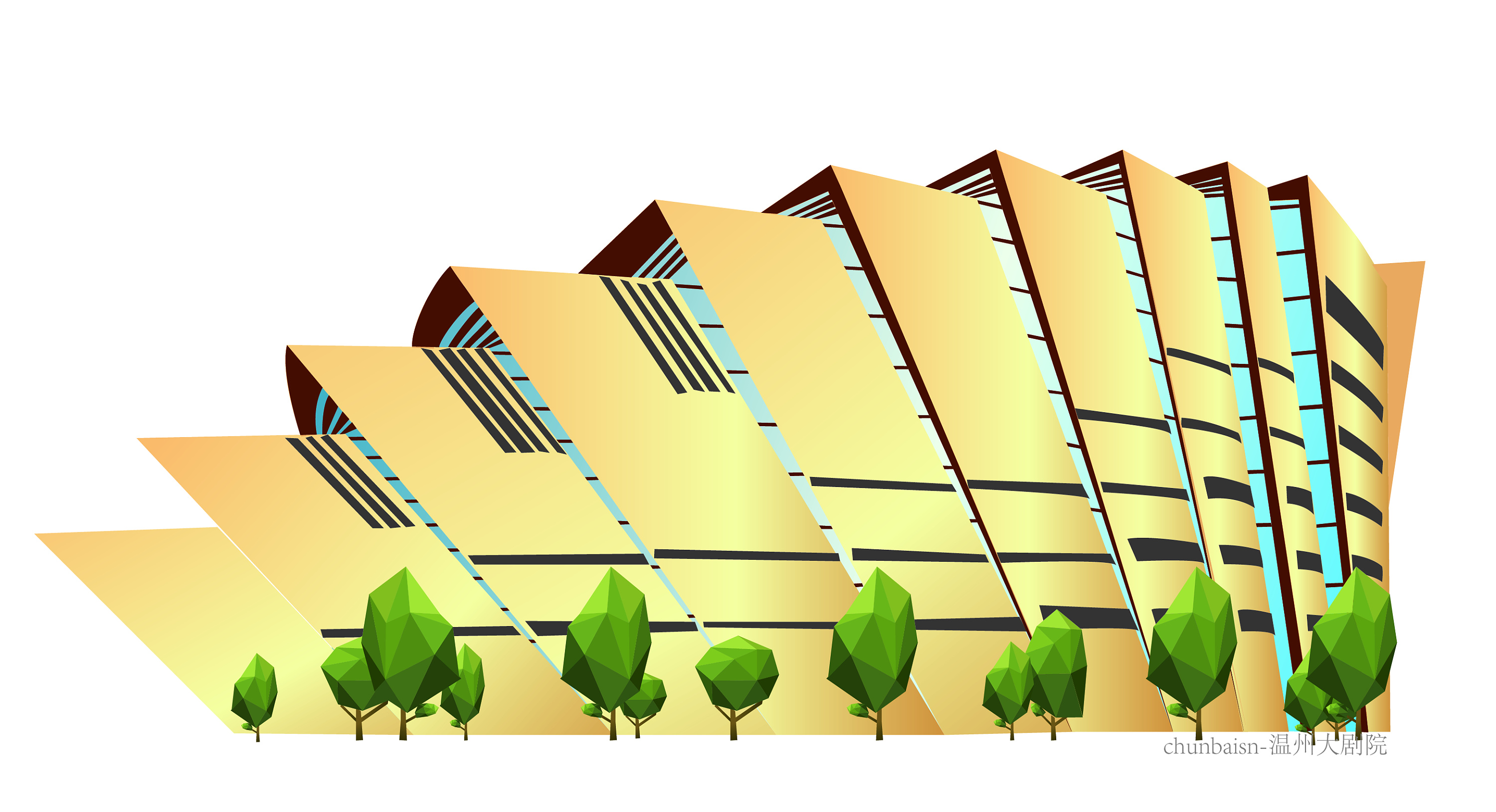 温州大剧院外观矢量