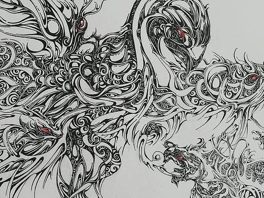 混沌——黑白线条插画习作（个人主页-ZMzE3ODc3Mjg=） - 创作习作 - 站酷设计师非衣亭原创素材 - 站酷ZCOOL