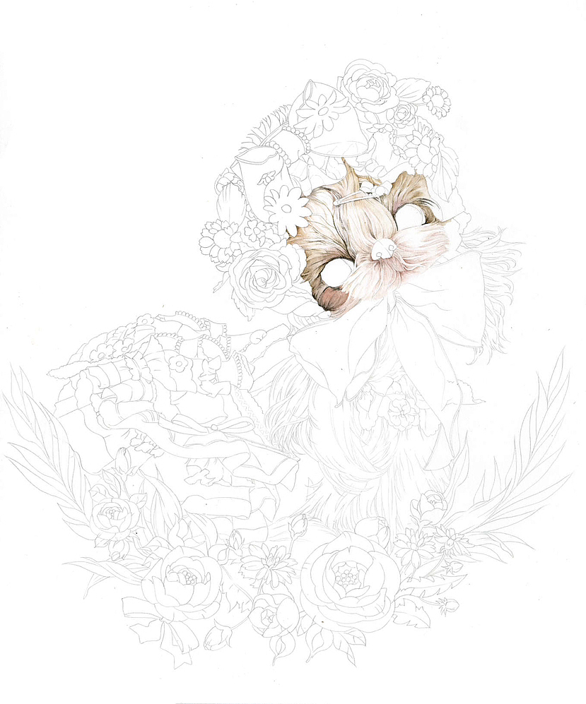 甜蜜花园里的西施犬