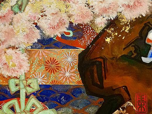 「岩彩」一枝春·瓶中樱