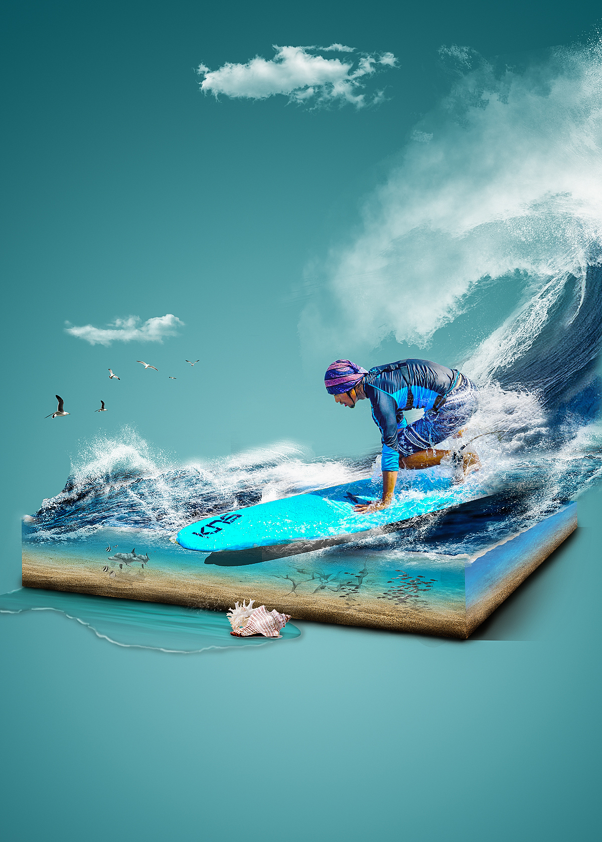 冲浪合成（图ZMTI3NTM5NTMy） - 其他平面 - 站酷设计师毕小缺原创素材 - 站酷ZCOOL