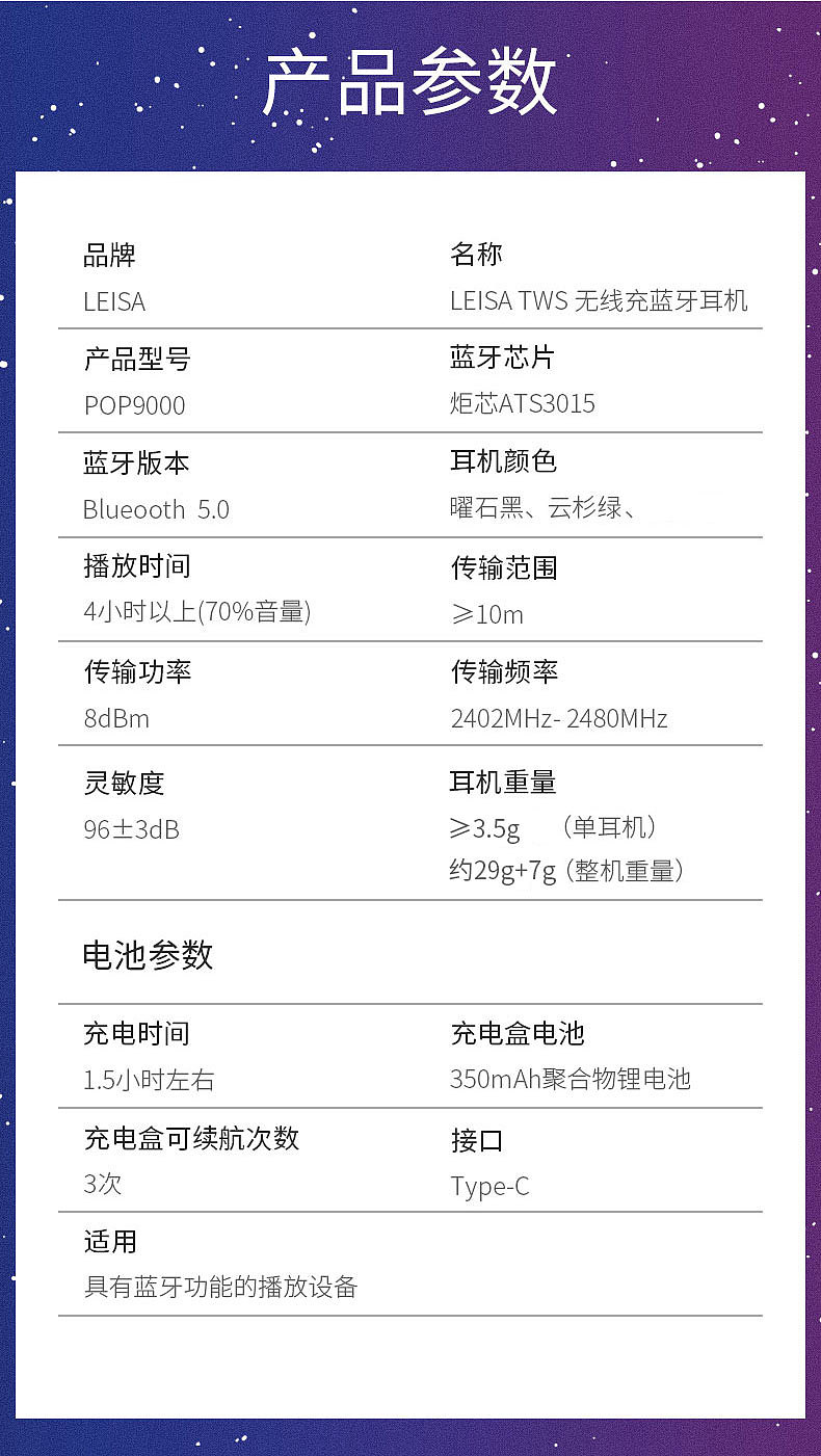 新款TWS蓝牙耳机详情页