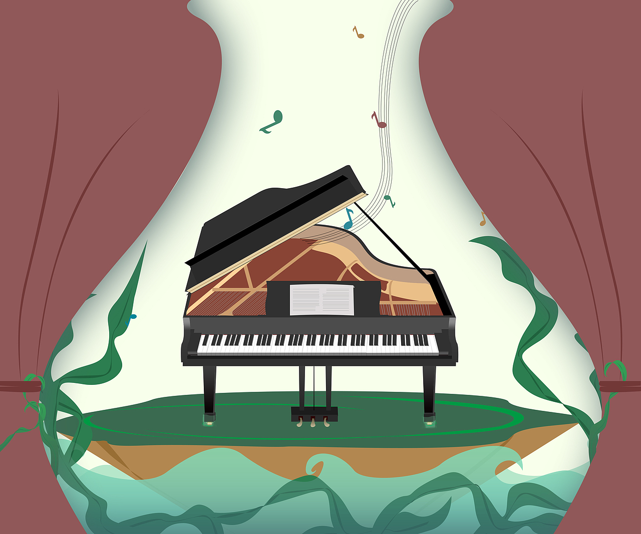 玻璃瓶里的钢琴演奏（图ZMjgzMjk3NTY=） - 创作习作 - 站酷设计师龙猫喵哦原创素材 - 站酷ZCOOL