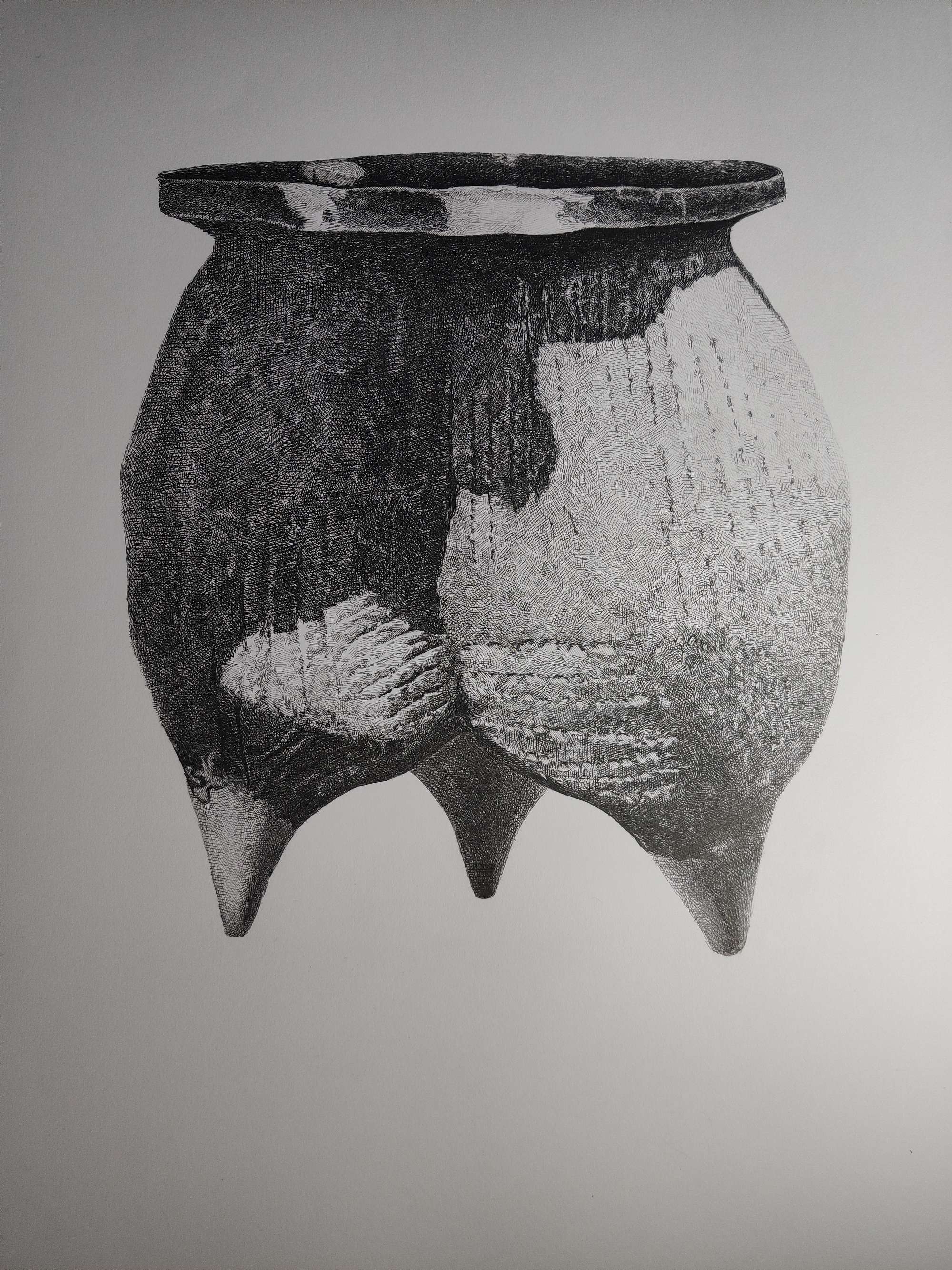 暖光钢笔画手绘邢台文物