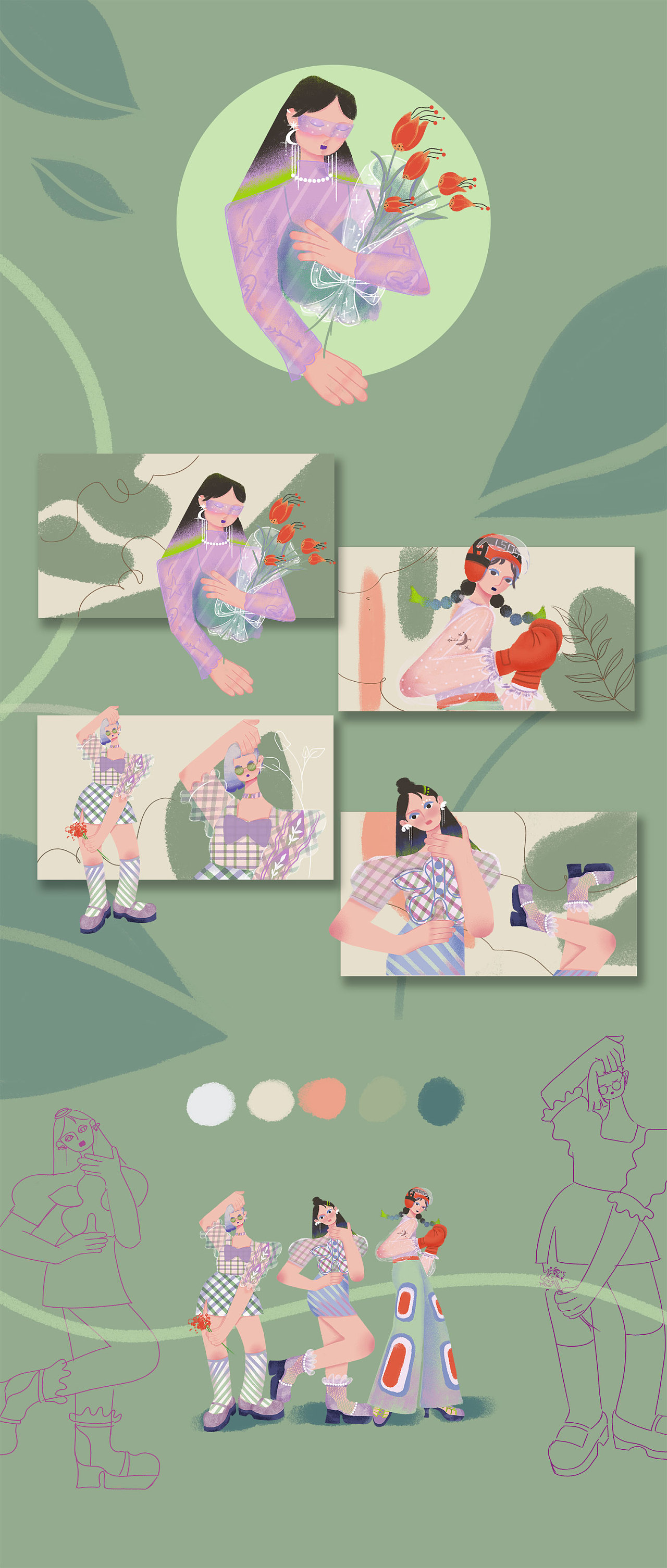 一组几何人物插画|插画|艺术插画|糖吉宝宝 - 原创作品 - 站酷 (zcool