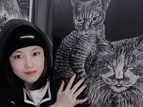 手工雕刻木刻版画·猫咪