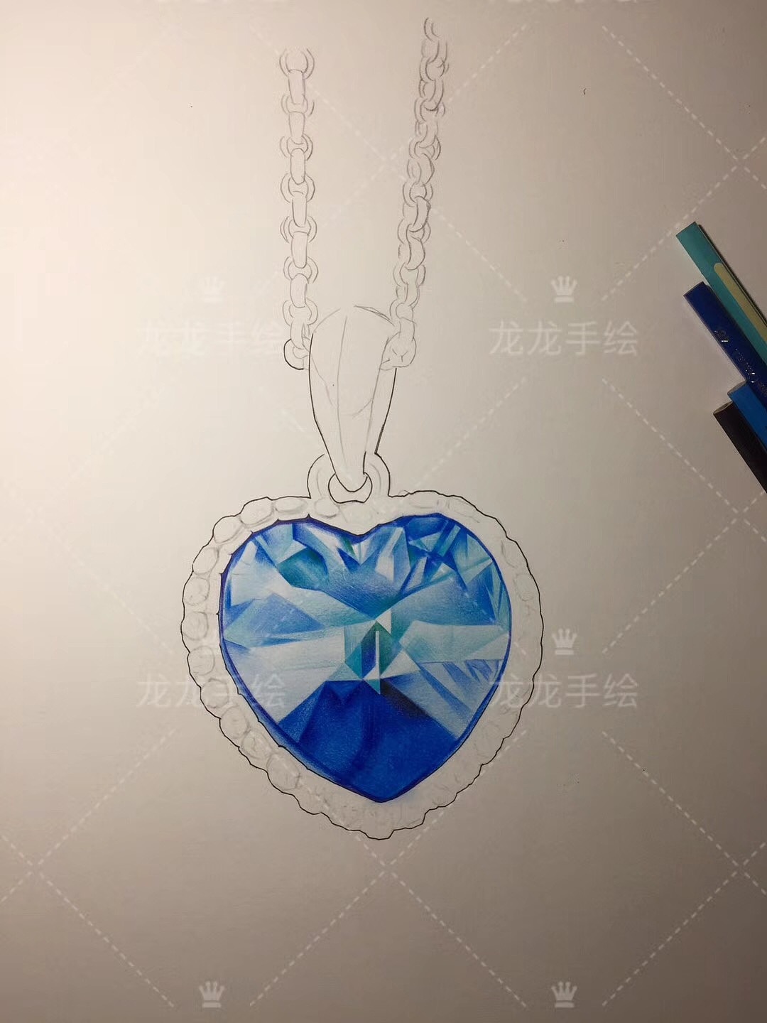 彩铅手绘—海洋之心