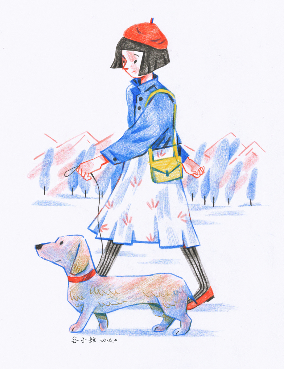 彩铅 / 狗狗和它的主人们|插画|商业插画|谷子粒儿 - 原创作品