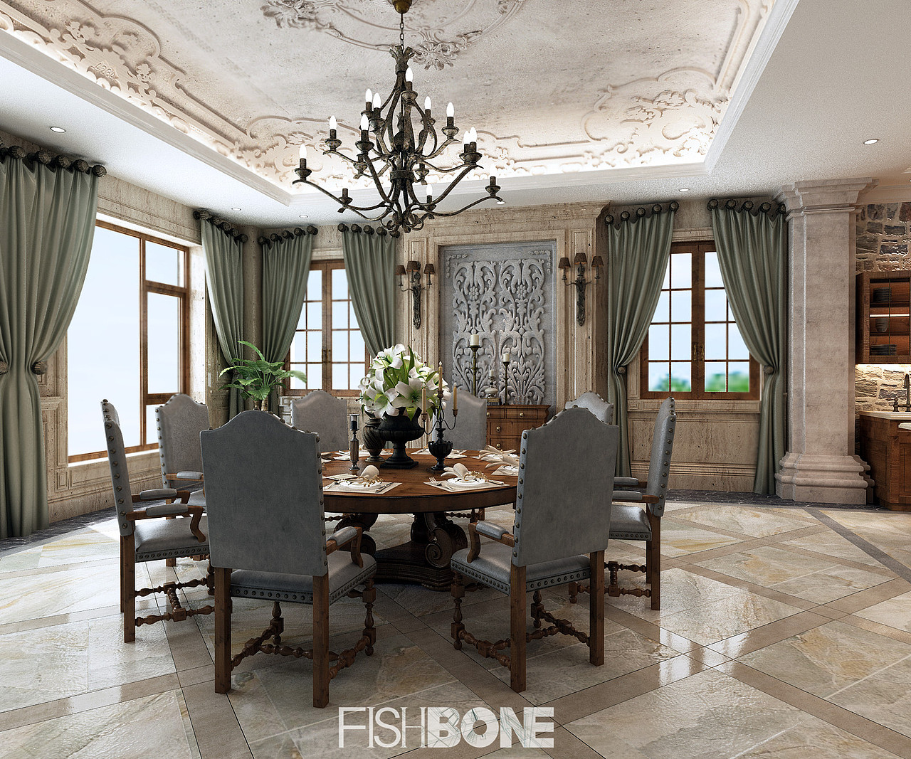鱼骨设计-美式风格别墅（图ZMzgwMTk3NTI=） - 家装设计 - 站酷设计师鱼骨设计事务所原创素材 - 站酷ZCOOL