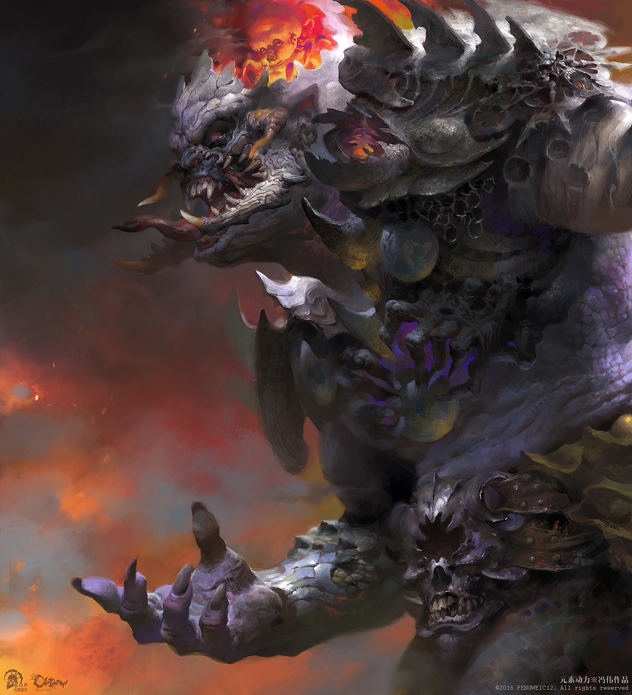 元素动力冯伟课堂范画——怪物半身像设计