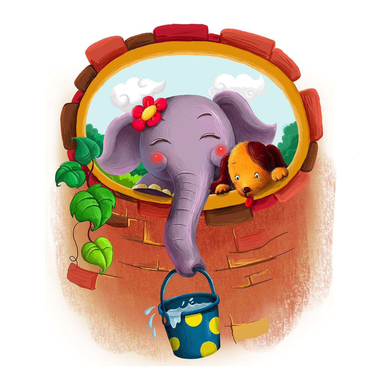 好心的大象姐姐（圖ZMzQ5OTM5Mg==） - 商業(yè)插畫 - 站酷設(shè)計師redflowers原創(chuàng)素材 - 站酷ZCOOL
