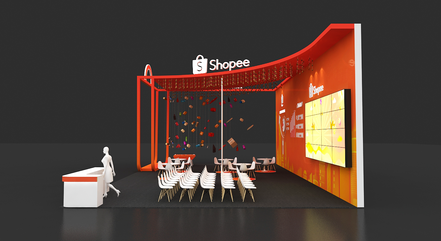 电商展会 shopee 展位 效果图设计 3d