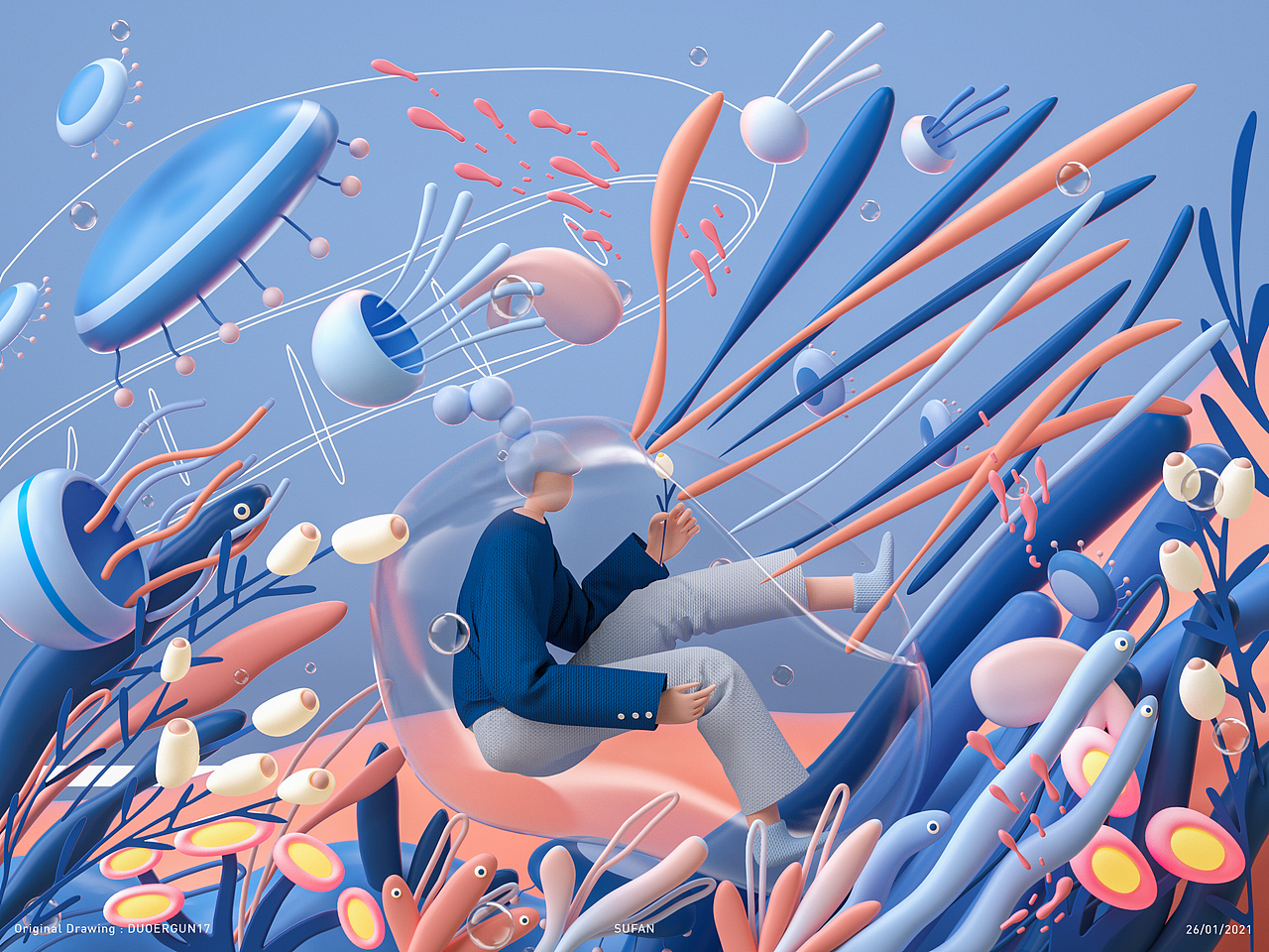 日与夜 2D插画转3D练习