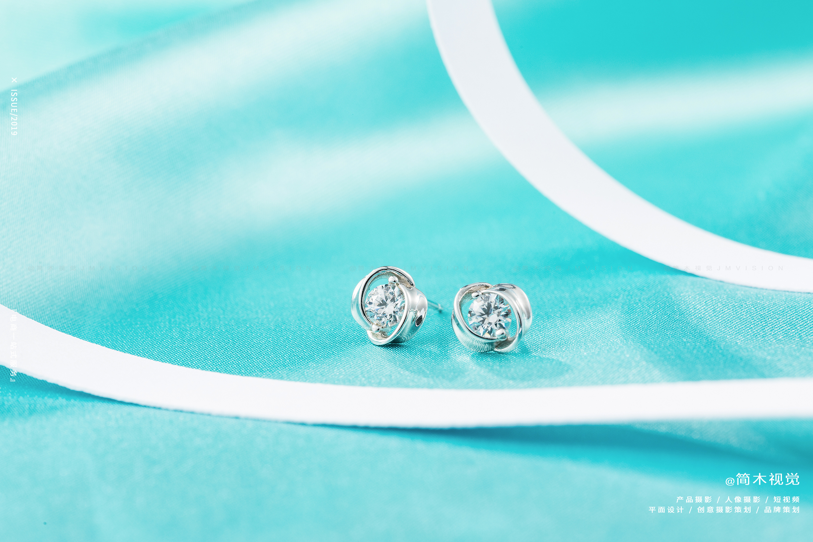 银饰静物摄影 耳钉项链戒指珠宝首饰 产品创意拍摄