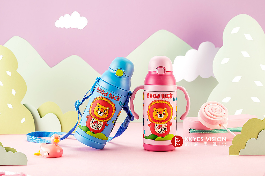 儿童婴儿宝宝 水杯水壶保温杯 卡通 静物拍摄 产品摄影