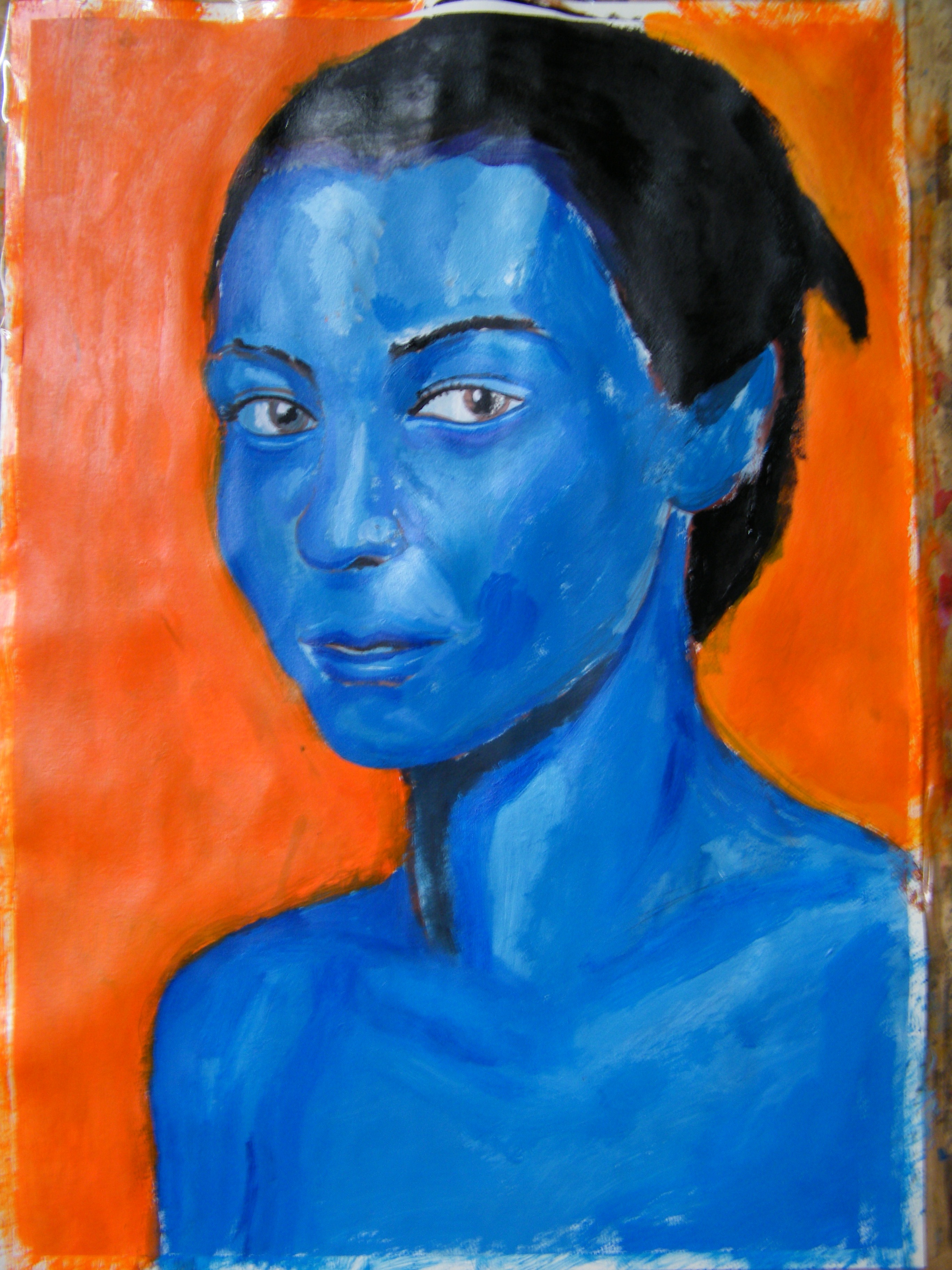 《异彩——蓝脸》纸本丙烯,四开,叶成和