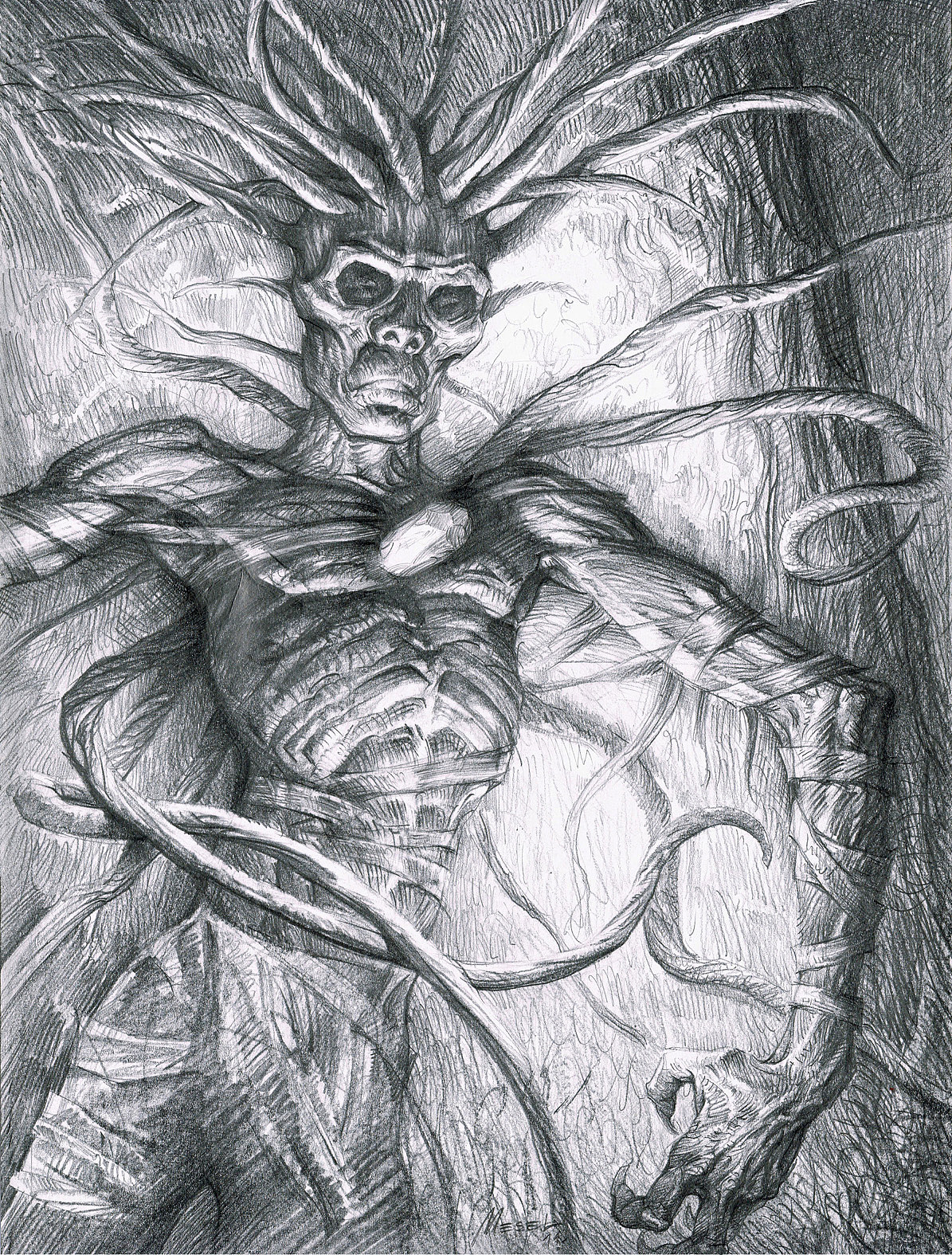 几张很猛的暗黑素描