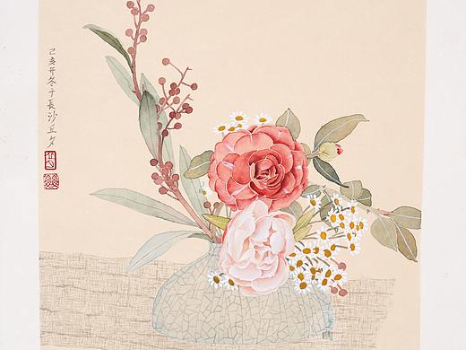 国画——没骨山茶花绘画步骤分享