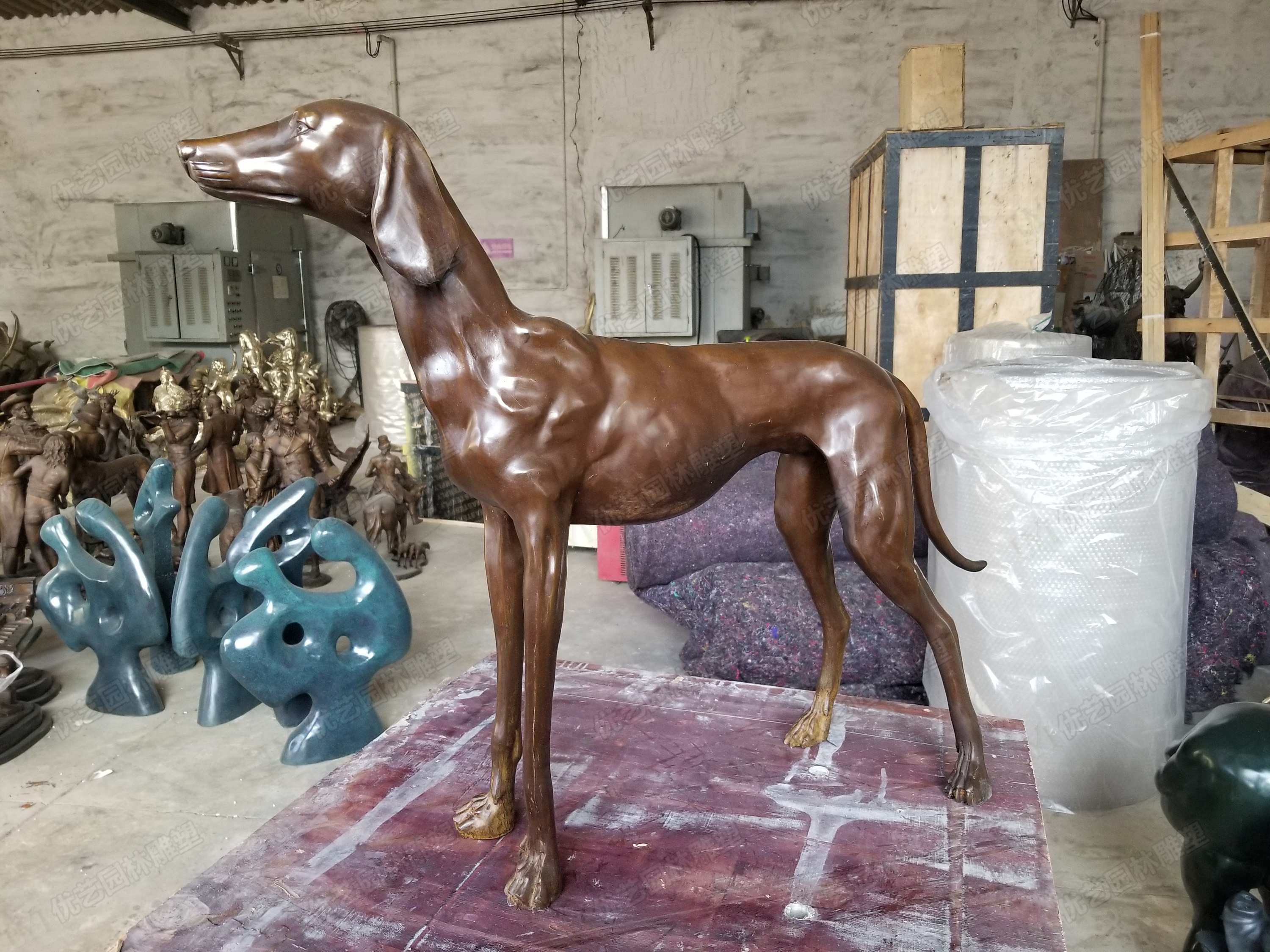 铜狗猎犬雕塑摆件——灵缇犬