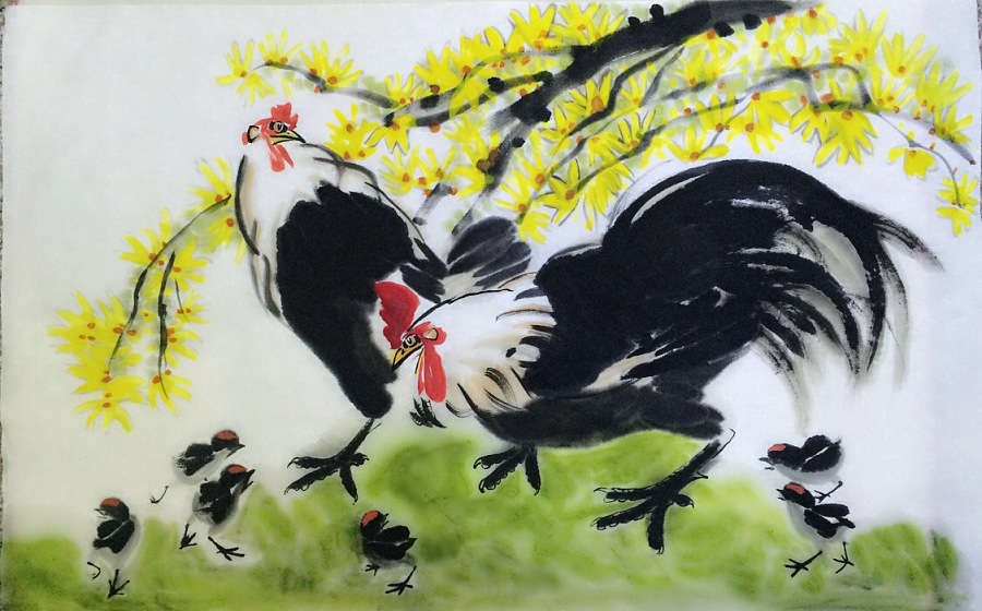 《春映枝头吉长在,和睦家庭百事兴》|国画|纯艺术|ms书生_0923 - 原创