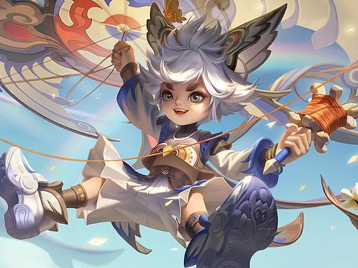 《王者荣耀》飞鸢探春海报绘画过程